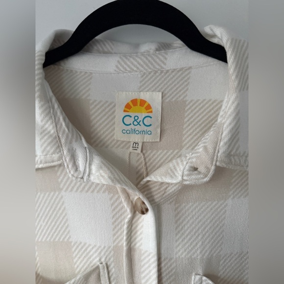 C&C California beige and white Checkered Shirt NWT - Picture 3 of 6